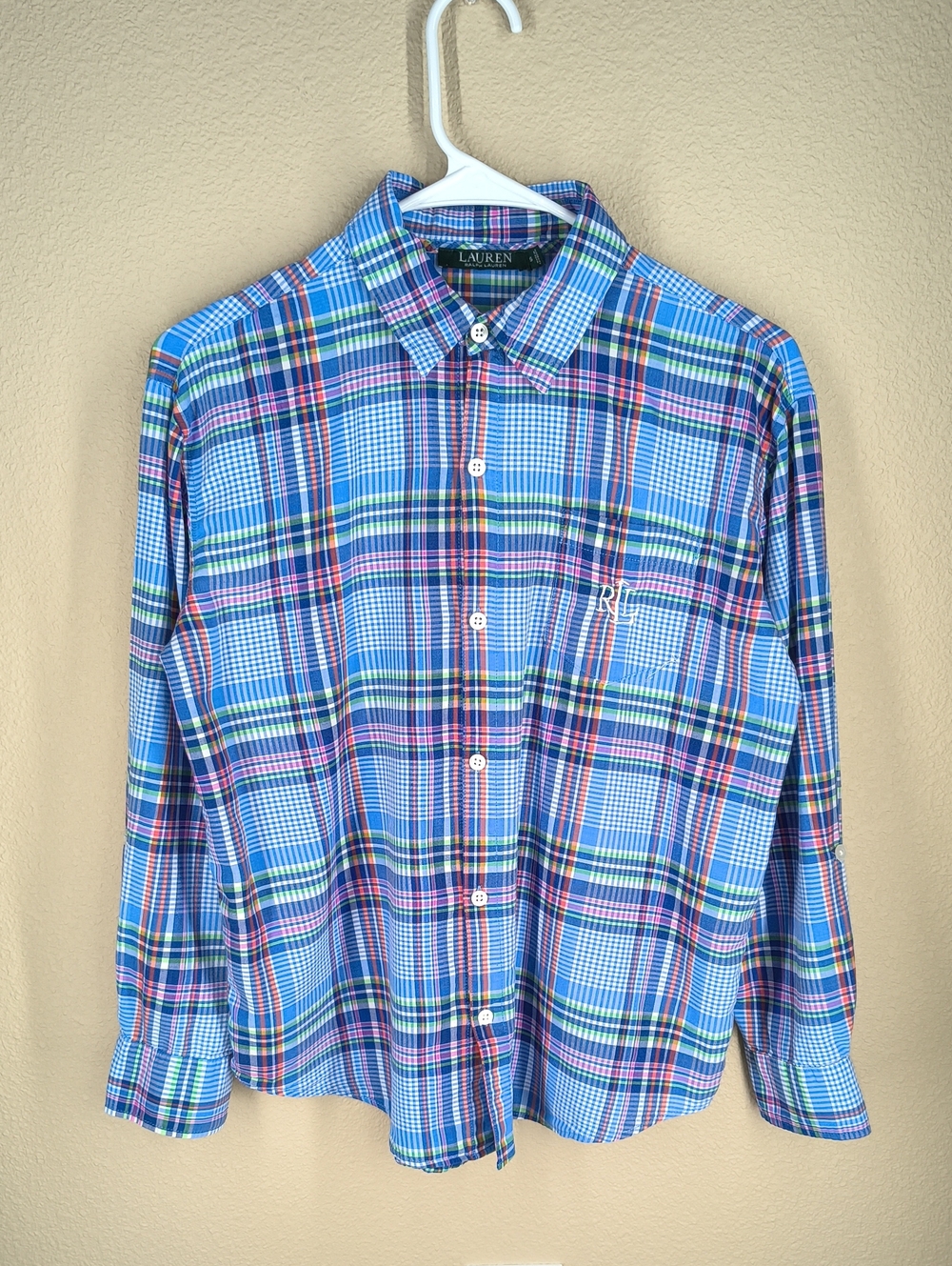 Lauren Ralph Lauren Blue & Green Plaid Button-Down Shirt